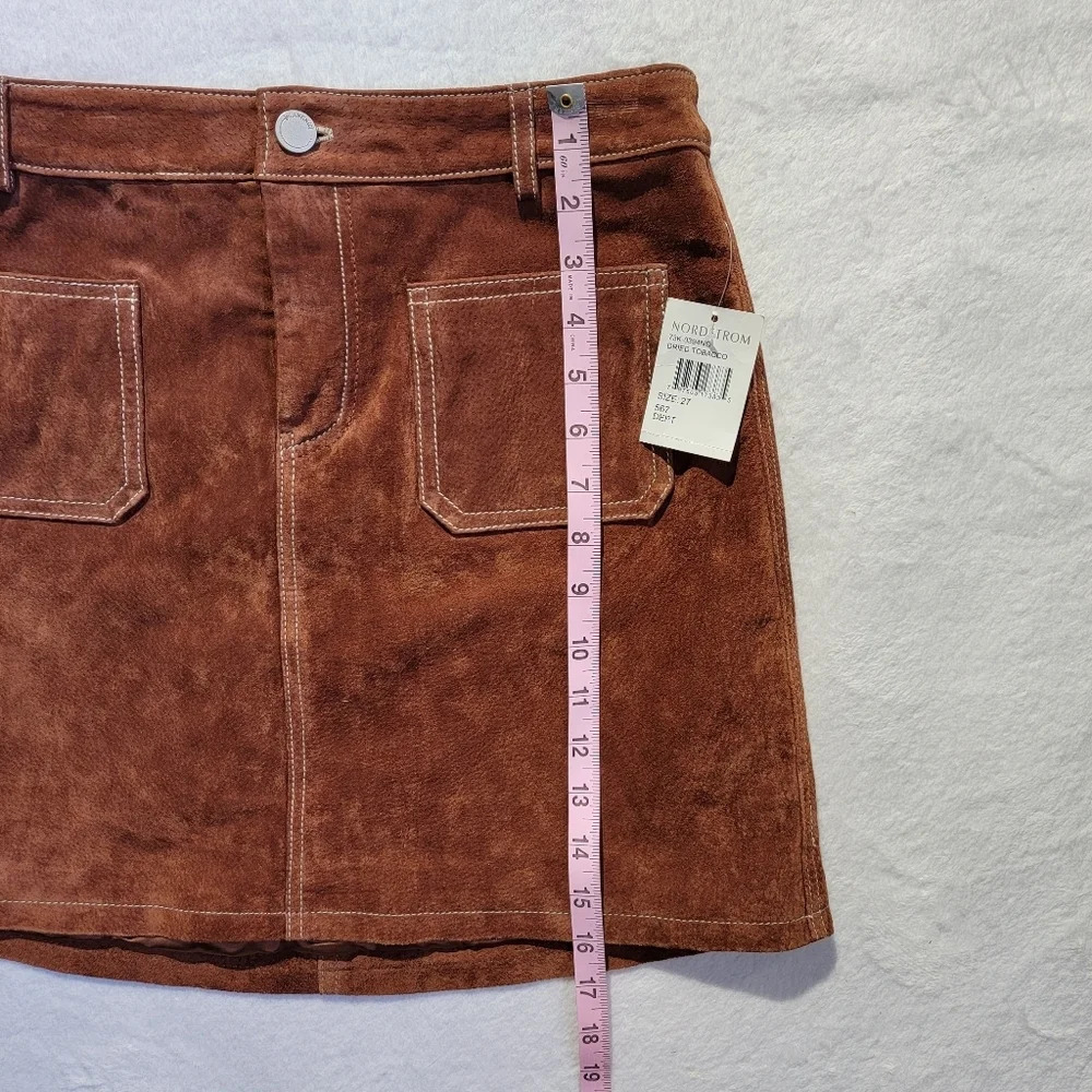 NWT Blank NYC Suede Leather Mini Skirt Pockets Dried Tobacco Brown Women's 27 - Picture 10 of 10